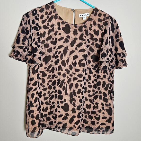 Whistles Leopard Print Brushed Cheetah Shell Top Sz 6 - Picture 2 of 12